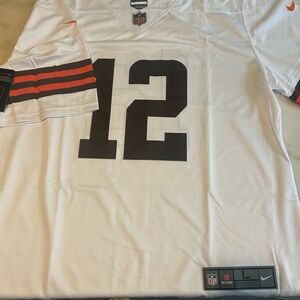Shedeur Sanders Cleveland Browns Nike White Jersey with Black and Orange Details